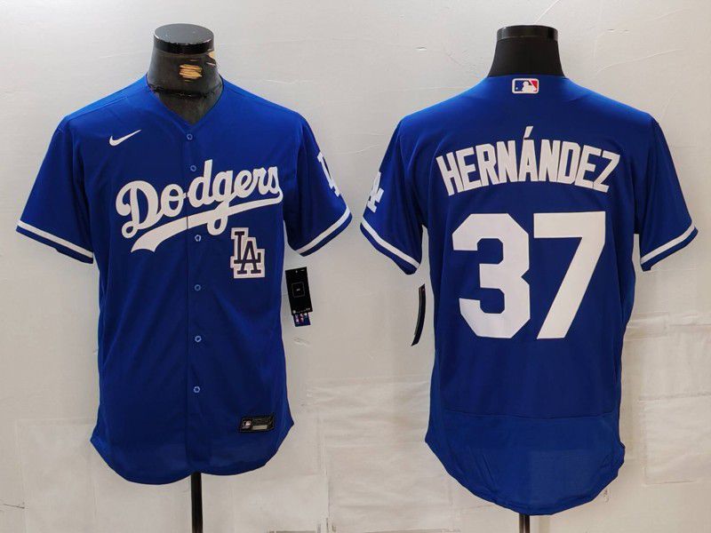 Men Los Angeles Dodgers #37 Hernandez Blue Nike Elite 2024 MLB Jersey style 7264